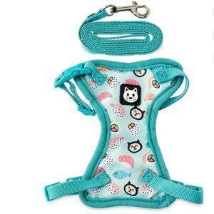 Vibrant Life Sushi Cat Harness and Leash Set, Blue, One Size Fits Most